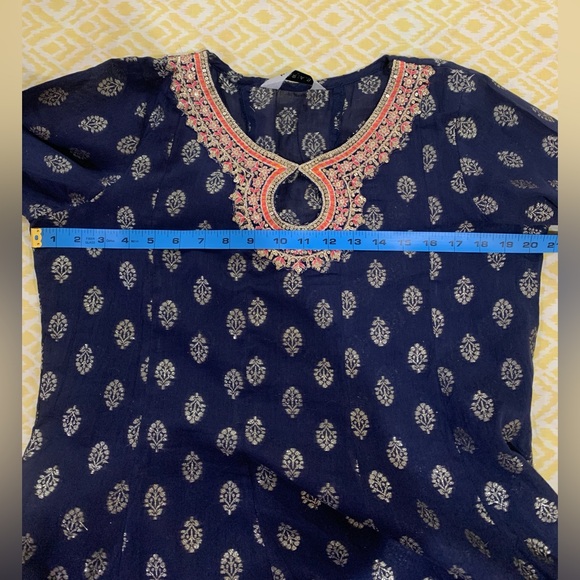 Maria. B. Navy Blue Embroidered Anarkali Suit - Picture 9 of 11